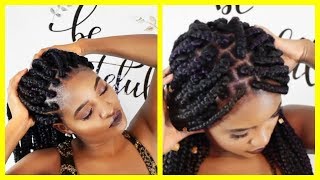 HOW TO DO BOX BRAIDS ON YOURSELF DIY Rubber band method [upl. by Larcher694]