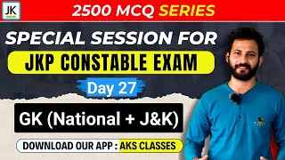 Day 27  Special Session for JKP Constable Exam 🔥 JKP 2500 MCQ Series  Best Questions set jkssb [upl. by Liagaba]