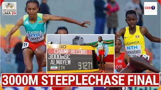 3000M STEEPLECHASE Ethiopias Sembo Almayew Ugandas Loice Chekwemoi amp Kenyas Nancy Chepkwurui [upl. by Ennaj]