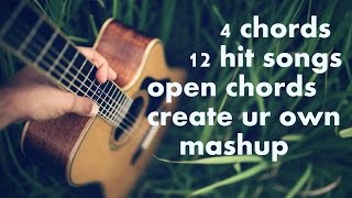 4 open chords 12 Hit Songs GUITAR SIMPLE ACOUSTIC LESSONS BOLLYWOOD MASHUP [upl. by Ahsenwahs]