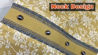 Joint lace neck design cutting and stitching  New neck design  sapphire dress designing [upl. by Zingg]