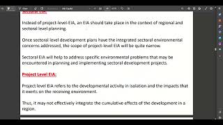 Types of EIAStrategicalRegional EIASectoral EIAProject Level EIA Comprehensive vs Rapid EIA [upl. by Aicenaj]