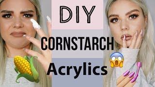 DIY FAKE CORNSTARCH NAILS  New beauty trend  Lucy Hawkins [upl. by Nij]