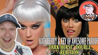 DOUBLE REACTION  Katy Perry amp Key of Awesome Parody  DARK HORSE  FIRST TIME REACTION TO [upl. by Winston]