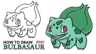 How To Draw Bulbasaur  Pokemon 001  Easy Step By Step Drawing Tutorial [upl. by Burhans]