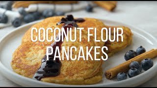 Coconut Flour Pancakes Recipe  HarvesTime Foods [upl. by Nyrehtak]