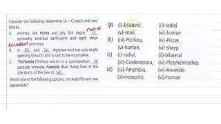 Consider the following statements AC each with two blanks A Animals like Hydra and jelly [upl. by Oniskey211]