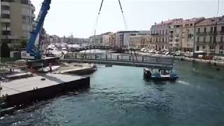 Vidéo drone Remplacement du Pont SadiCarnot situé à Sète 34  Phase 1 [upl. by Ellehcan900]