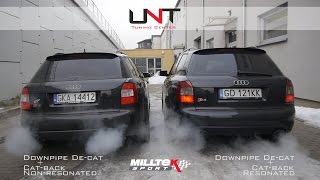 Audi S4 V8 42L  Wydech Milltek Sport Exhaust Nonresonated vs Resonated  UNT Tuning Center [upl. by Trudey569]