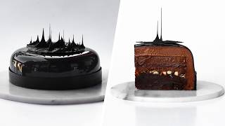 Tutorial Triple Chocolate Halloween Entremet Cake │ Mirror Glaze Ganache Mousse Chocolate Spire [upl. by Sherill]