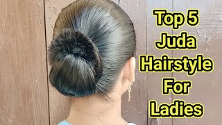 Top 5 Juda Hairstyle For Ladieshairstyleeasy hairstylebunjudaHAIRSTYLE BY KHUSHI [upl. by Zoller]