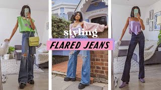 10 ways to style flared jeans 💗🍭 [upl. by Yrrep]