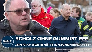 SCHOLZ BESUCHT FLUTGEBIET Einwohner enttäuscht – Kanzler fährt ab ohne mit den Menschen zu sprechen [upl. by Alliuqahs788]