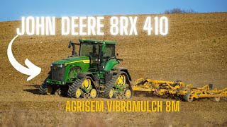 John Deere 8RX 410 aux Préparations des Terres 2024 avec un Agrisem Vibromulch de 8m [upl. by Nayt]