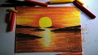 Speed drawing giz de cera Crayon Pôr do sol [upl. by Dahsraf]