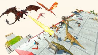 Giant Slope Challenge 6  Escape From Herd of TRex And Pteranodon Animal Revolt Battle Simulator [upl. by Guimar]