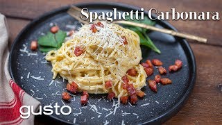 How to Make Classic Spaghetti Carbonara  Bonacinis Italy [upl. by Adamok151]