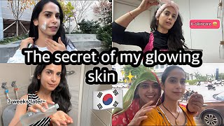 🇰🇷My glowy skincare routine✨  trendy Korean Skincare 🌻 [upl. by Cirederf581]