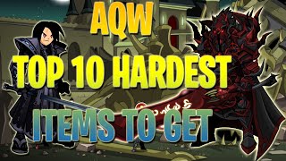 AQW TOP 10 HARDEST ITEMS TO GET 2020 [upl. by Shevlo271]