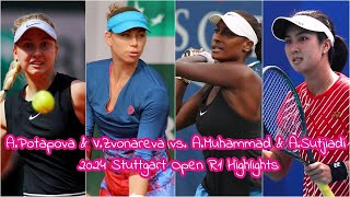 A Potapova amp V Zvonareva vs A Muhammad amp A Sutjiadi 2024 Stuttgart Open R1 Highlights [upl. by Arahsal]