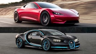 2020 Tesla Roadster Vs 2018 Bugatti Chiron  Top Speed [upl. by Bromley]