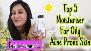 Top 5 Moisturizer For Oily Acne Prone Skin [upl. by Aneerol]