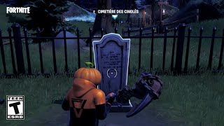 LIRE DES ÉPITAPHES SUR PLUSIEURS PIERRES TOMBALES  QUÊTES DE FORTNITE CAUCHEMARS EMPLACEMENT [upl. by Nnaael918]