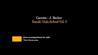 5 Gavotte  J Becker  SUZUKI VIOLA BOOK 3 PIANO ACCOMPANIMENT [upl. by Naujid]