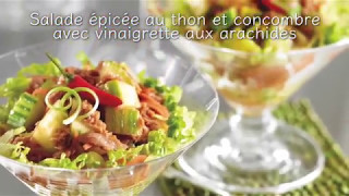 Salade épicée au thon et concombre avec vinaigrette aux arachides  Recette de Clover Leaf [upl. by Thurlough653]