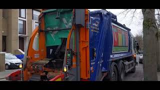 Lambeth council Dennis elite 6 emptying Green slave bins fall of mixed Garden and food waste [upl. by Merrel]