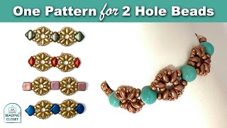 2 Hole Beads Beaded Bracelet Tutorial GEMDUOS CANDY SILKY GINKO SUPERDUO WIBEDUO TILE [upl. by Naot]