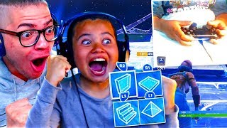 MY LITTLE BROTHER FINALLY PLAYS ON HANDCAM ON BUILDER PRO FORTNITE BATTLE ROYALE INTENSE GAME [upl. by Ardek]