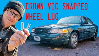 Crown Vic snapped wheel lug fixed Parking brake shoes done [upl. by Ehrlich]