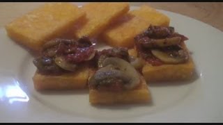 Crostini di polenta fritta con funghi [upl. by Liddie]