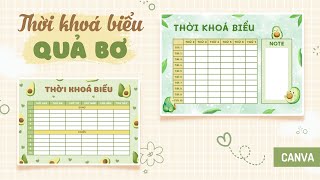 Cách thiết kế thời khoá biểu quả bơ cute bằng Canva  Back To School  DebyQuynh [upl. by Ahsikin314]