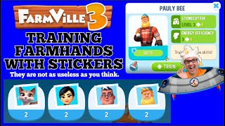 Farmville 3 Leveling up and training farmhands using stickers If your confused watch this video [upl. by Analle118]