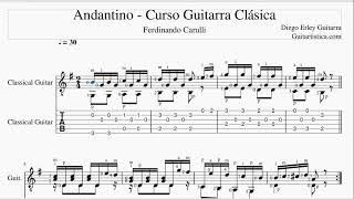 Andantino in G  Ferdinando Carulli  Partitura y Tablatura Sheet music Curso Guitarra Clasica [upl. by Lattimer]