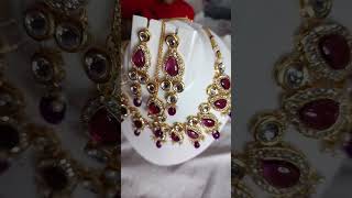 Necklace set new design mang Tika with earringtrendingshortsviralvideo  🥰 [upl. by Dadirac]