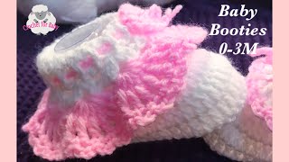 Easy crochet cuffed baby booties for beginners  Newborn 03 month 36M by Crochet for Baby 186 [upl. by Sorensen873]