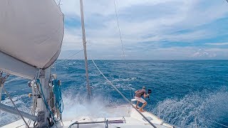 HANG ON Sharks Dolphins amp BIG Waves  Sailing Rangiroa Tuamotu French Polynesia [upl. by Hazlett]