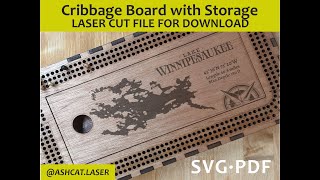 Laser cut Cribbage board with storage  Design File for Download [upl. by Ewold904]