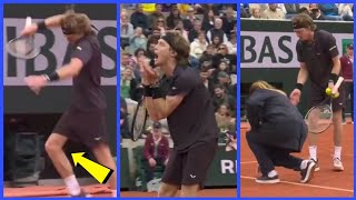 😱💥 Andrey Rublevs FURIOUS MELTDOWN at RolandGarros Knee Smash amp Floor Kick 😬🔥 [upl. by Acinomad]