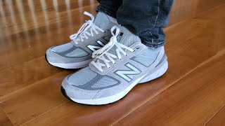 New Balance Made in USA 990v5 Grey w Castlerock M990GL5 Review amp OnFeet [upl. by Ttenrag]