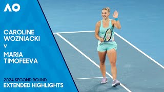 Caroline Wozniacki v Maria Timofeeva Extended Highlights  Australian Open 2024 Second Round [upl. by Lindblad]