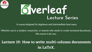 How to Write MultiColumn Documents in LaTeX MultiColumn DocumentsOverleaf MultiColumn Documents [upl. by Amasa100]