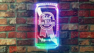 Pabst Blue Ribbon PBR Neon RGB Edge Lit LED Sign [upl. by Yruok]