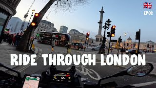 London Motorcycle Ride EP02 Touring Trafalgar Square Marble Arch Edgware Road  Exploring the UK [upl. by Atinniuq47]