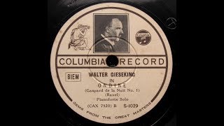 Walter Gieseking  Ravel  Ondine 1936 [upl. by Christis]