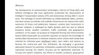 An Intelligent Path Loss Prediction Approach Based on Integrated Sensing and Communications for Futu [upl. by Winifield]