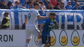 RED CARD Zlatan Ibrahimovic slaps opponent in the head [upl. by Annatsirhc295]